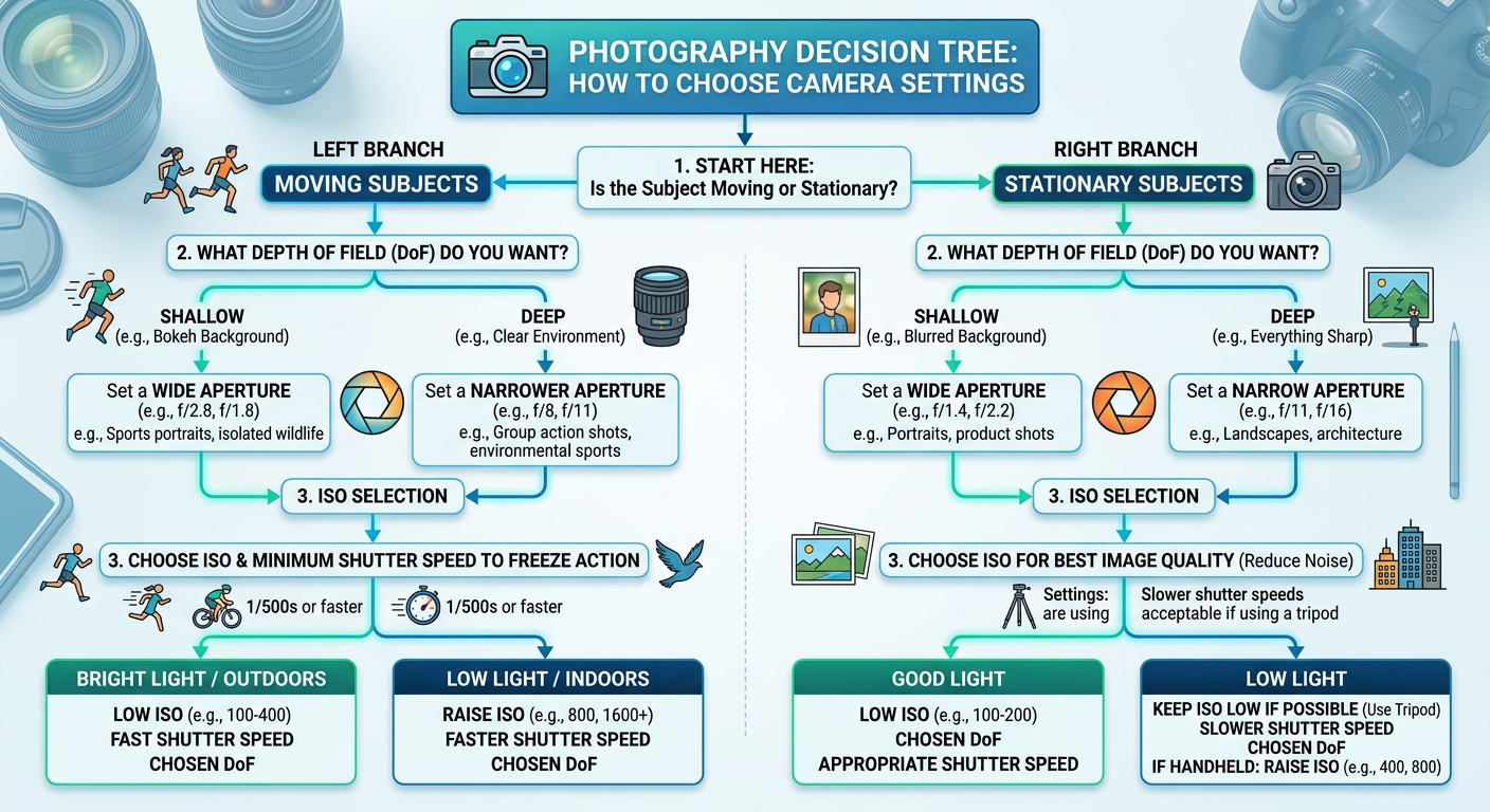 photo settings decision tree, made with AI